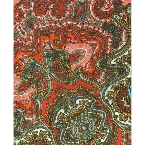 French Blue Women's Multicolor Paisley Shirt Back Embroidered 3/4 Sleeves Top XL - Picture 3 of 6